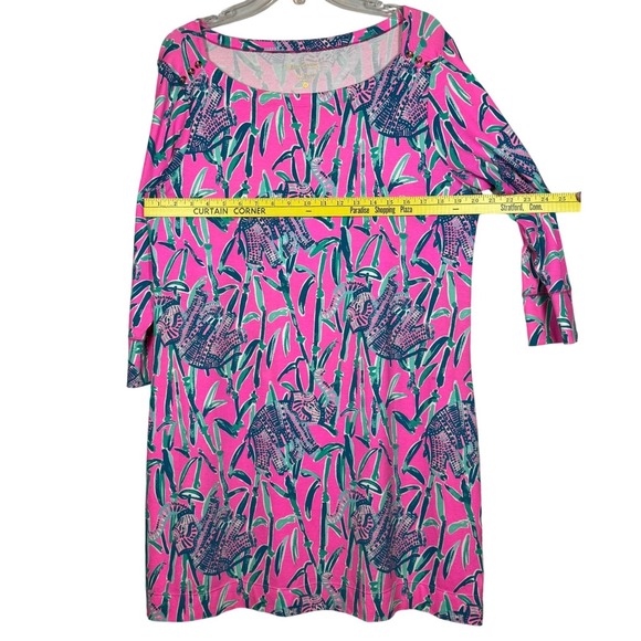 LILLY PULITZER Sophie Dress, Mandevilla Pink Extra Lucky Elephants, Size XL - Picture 3 of 10